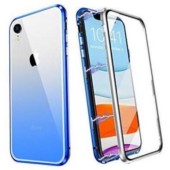 ZHIKE Funda para iPhone XR, Marco de Metal Magnético Frente y Parte Posterior Vidrio Templado Cobertura Pantalla Completa de una Pieza Color Degradado Diseño Antideslizante