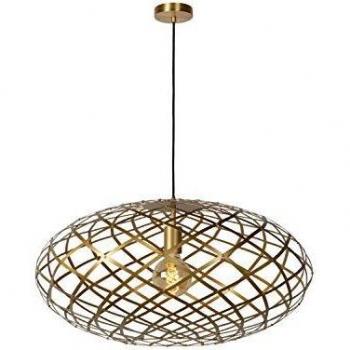Lámpara colgante moderna Wolfram, ovalada, 65 cm, dorada mate, E27