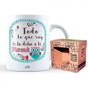Mr Cool Taza en Caja Regalo en Mensaje Todo Lo Que Soy te lo Debo A Ti Mamá, Cerámica,, 15x10x5 cm