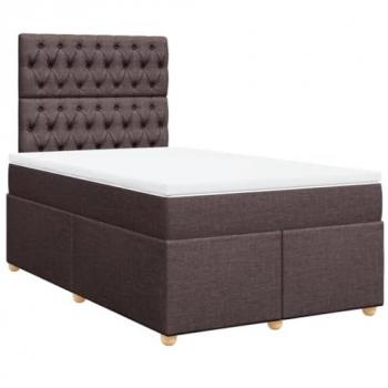 Cama box spring con colchón de tela marrón oscuro 120x200 cm