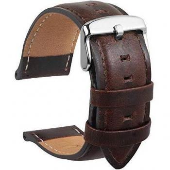 HVDHYY Correa Cuero Piel Becerro Reemplazo De La Correa Y Herramienta De Reparación Varilla Resorte Regalo para Hombres Mujeres 18MM Marrón Oscuro