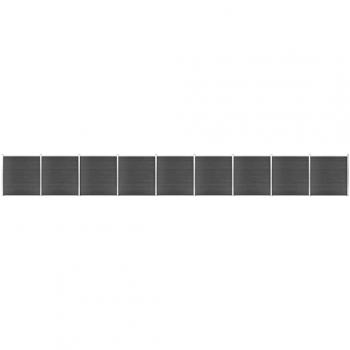 Conjunto de paneles de valla en WPC 1564x186 cm negro