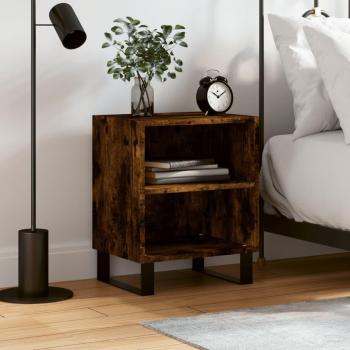 Mesita de noche de madera de ingeniería 40x30x50 cm en blanco, negro y roble ahumado, ideal para dormitorio, salón o estudio, también como mesa auxiliar