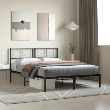 Cama de metal negra con cabecero 160x200 cm