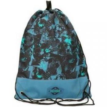 Mochila saco Roll Road Soccer negro con diseño de balones de fútbol y tirantes ajustables