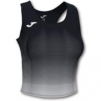 Joma Elite Top Running, Niñas, Negro-Blanco, 4XS-3XS
