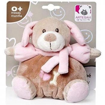 SONAJERO PELUCHE BABY PERRITO ROSA 15 CMS ARTESAVI