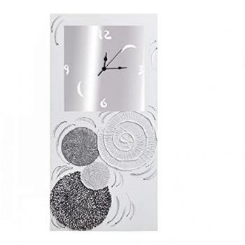 Reloj artesanal de pared Galaxy Blanco - Plata 40x80 cm, rectangular, acabado en color plata y blanco, medidas: 40 cm (ancho) x 80 cm (alto) x 3,5 cm (fondo