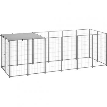Jaula para perros de acero plateado 330x110x110 cm