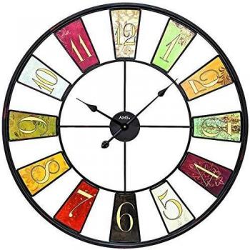 Reloj de Pared AMS 9488, Negro, Altura: 6 cm