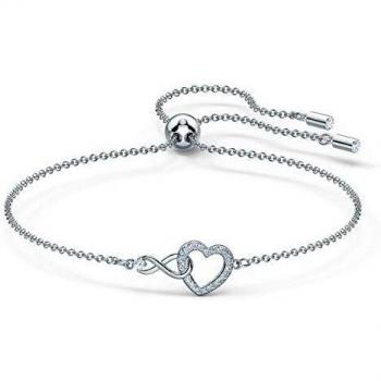 Pulsera Swarovski Infinity para Mujer, Corazón y Cristales Blancos, Baño de Rodio, 5524421