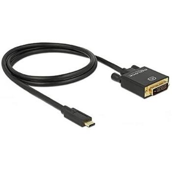 Cable DeLOCK USB-C a DVI 24+1, 1 metro, color negro, resolución de video 4K a 30Hz