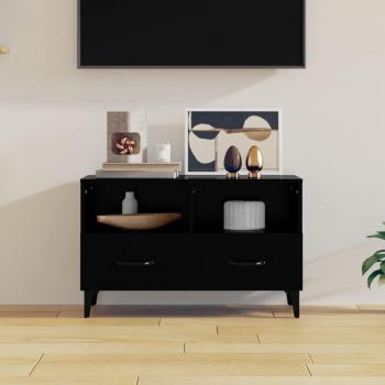 Mueble para TV de madera contrachapada negro 80x36x50 cm