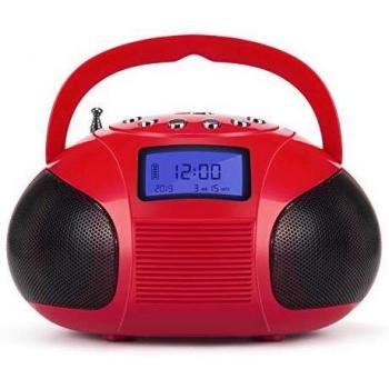 August SE20 Portable Alarm Clock FM Radio with Bluetooth Speaker and Rechargeable Battery