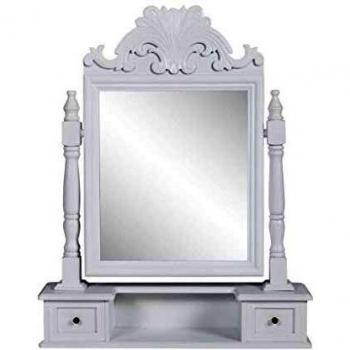 vidaXL Tocador con Espejo Abatible Rectangular Mesa de Maquillaje de MDF y Madera de Abeto Blanco