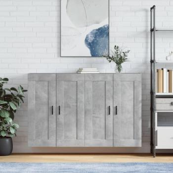 Gabinetes de pared grises de madera de múltiples capas - 2 piezas, armarios de pared de madera de ingeniería gris hormigón Vidaxl