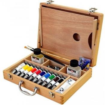 Caja de Óleo Van Gogh Basic Set 10 Tubos 40ml con Accesorios en Caja de Madera