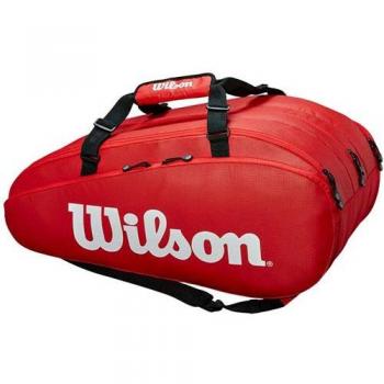 Wilson Tour 3 Comp Bolsa de tenis, para hasta 15 raquetas, unisex, rojo