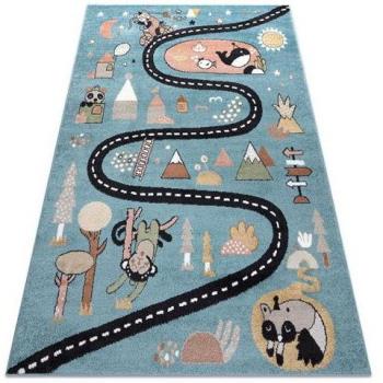 Alfombra Fun Route para Niños, Calle y Animales Azules 140x190 cm