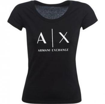 Armani Exchange Women's Black Cotton Short Sleeve T-Shirt HELBATANTE