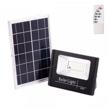 Proyector LED Solar 30W 6500K con Panel Solar, Batería y Control Remoto