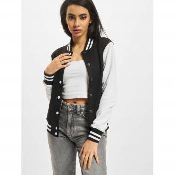 Urban Classics Women's 2-Tone College Varsity Jacket Black White