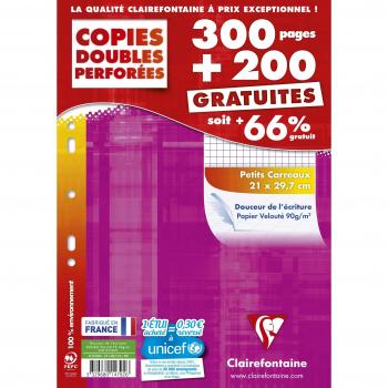 Cuaderno Doble Perforado A4 500 Páginas Cuadros Pequeños 90g Clairefontaine