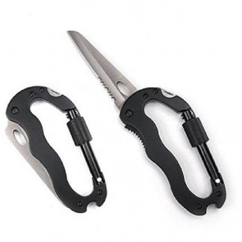 Cuchillo Mosquetón,Cuhillo de Multifución de Acero para Excursionismo Escalada Supervivencia Abridor y Destornillador