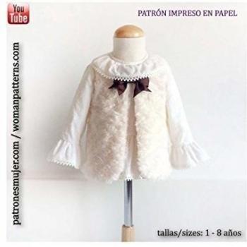 Patrón de costura chaleco niña, con vídeo-tutorial para realizarlo. Talla 1 a 8 años. Patrón multitalla en papel.
