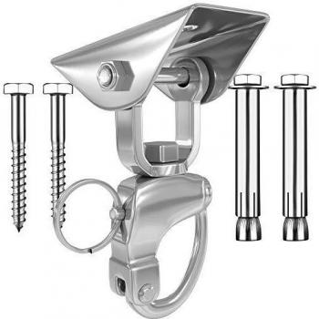 Senshi Japan Soporte de techo de acero inoxidable antióxido 360 para saco de boxeo de Muay Thai, soporte de techo para pared y techo pesado, soporta hasta media tonelada