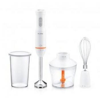 Batidora de mano Flama BlendEasy 850W con 15 velocidades, 4 cuchillas y accesorios, 800 ml, color blanco y naranja