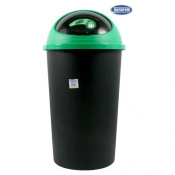 Cubo de Basura con Tapa 45L Big Hoop - Verde, Gran Capacidad, Fácil de Limpiar, Resistente a Golpes, Tapa Antiolores, Ideal para Cocina, Baño u Oficina