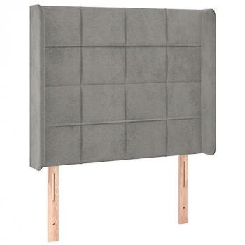 Cabecero con LED de terciopelo gris claro 83x16x118/128 cm