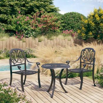 3-Piece Black Cast Aluminum Bistro Set