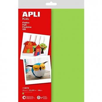 APLI 13578-Fieltro verde A4 10 hojas
