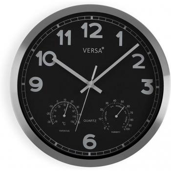Versa Reloj de Pared Negro Aluminio 30 cm