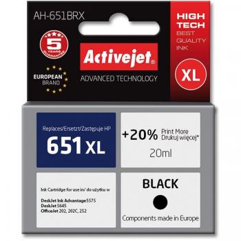 Cartucho de Tinta Original Activejet AH-651BRX Negro, compatible con impresoras, rendimiento de 300 páginas, tecnología de inyección de tinta, fácil instalación
