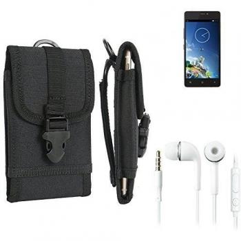 bolsa del cinturón / funda para Kazam Tornado 348, negro + Auriculares | caja del teléfono cubierta protectora bolso - K-S-Trade