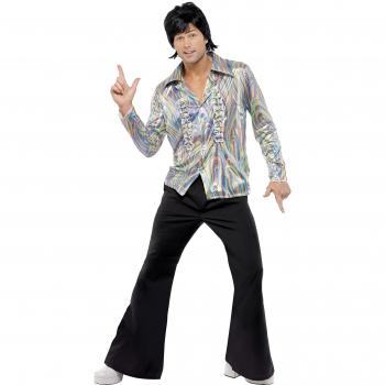 Disfraz Disco Años 70 Retro Psicodélico para Hombre - Talla XL, Camisa y Pantalones de Campana