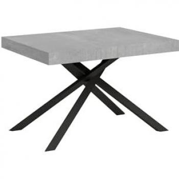 Mesa extensible Karida 90x130/234 cm efecto cemento con estructura de hierro antracita