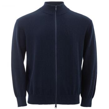 Armani Exchange Elegant Blue Cotton Zip-Through Sweater for Men - M