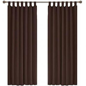 Amazon Brand - Umi Cortinas Opacas de Salon Habitacion Decorativa con Trabillas 2 Piezas 140x180cm Chocolate