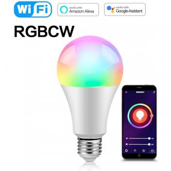 Bombilla LED Inteligente E27 RGB 15W con WIFI y Bluetooth, Regulable, Compatible con Alexa y Google Home