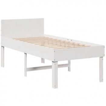 Estructura de cama sin colchón madera maciza blanca 90x190 cm