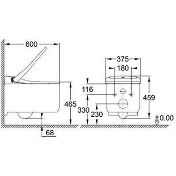 Grohe 39354SH1 39354SH1-GROHE Sensia Arena Shower Toilet WC suspendido para cisternas empotradas, Blanco