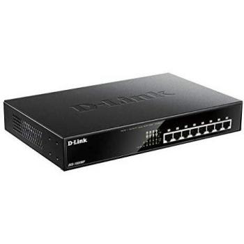 D-Link DGS-1008MP 8-Port Gigabit Unmanaged Metal Desktop Switch with 8 PoE+ Port - Up to 30 W per Port with 125 W PoE Budget, black DGS-1008MP