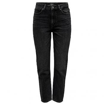 Only Emily High Waist Straight-Fit Ankle Jeans Black Denim