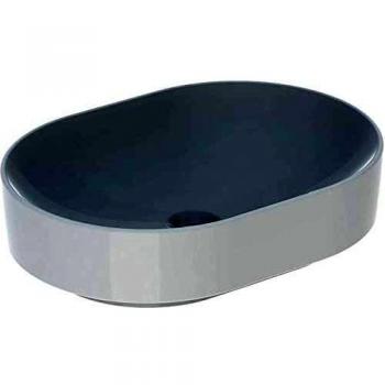 Lavabo sobre encimera Geberit VariForm elíptico 55x40cm, sin orificio para grifería, sin rebosadero, blanco