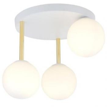 Lámpara de Techo Dolce EPIKASA, Acero Blanco y Oro con Vidrio, 40x32x47 cm