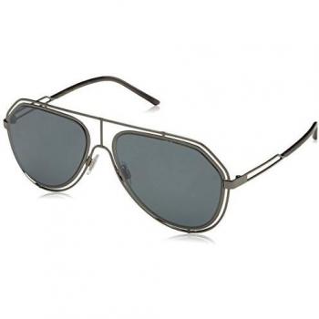 DOLCE & GABBANA Men's 0DG2176 04/6G 59 Sunglasses, Gunmetal/Lightgreymirrorblack